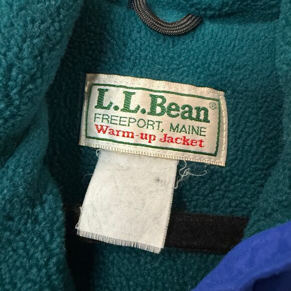 L.L. Bean Vintage Warm Up Jacket Full Zip Fleece Lined Windbreaker Bomber Blue - Picture 5 of 6